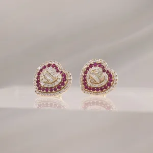 14K RUBY HEART W/DIAMONDS – 632