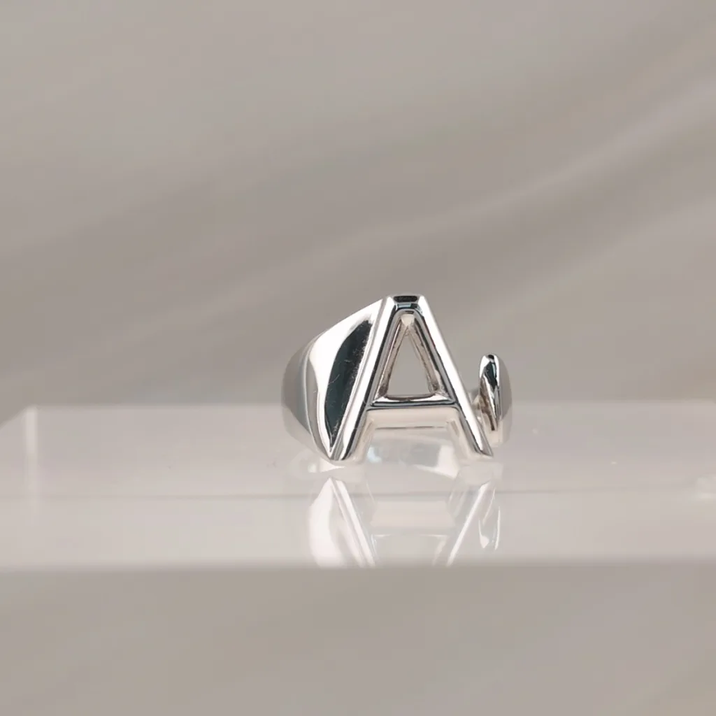 Silver Ring Letter A 078