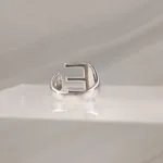 Silver Ring Letter E 082