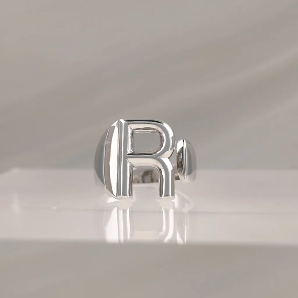 Silver Ring Letter R 093