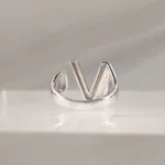 Silver Ring Letter V 097