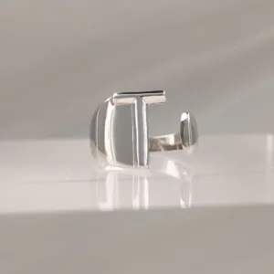 Silver Ring Letter T 095
