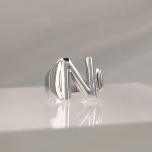 Silver Ring Letter N 090