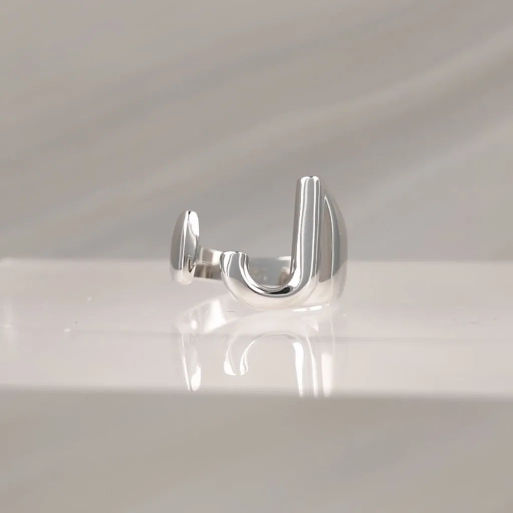 Silver Ring Letter J 087