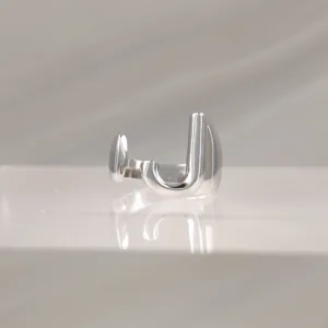 Silver Ring Letter J 087