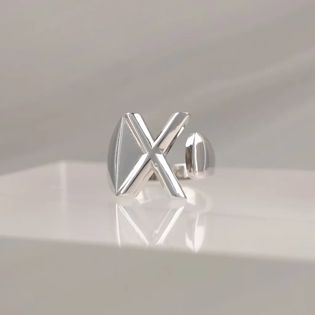 Silver Ring Letter X 099