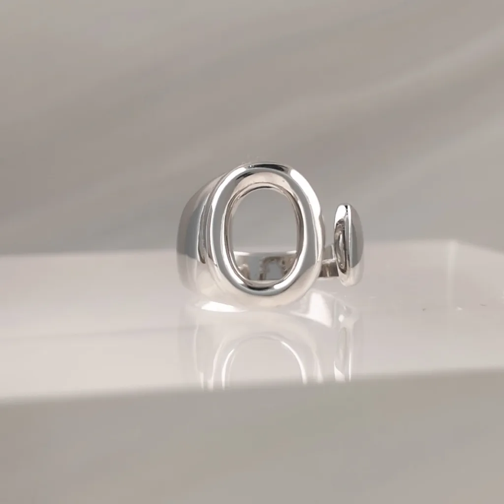 Silver Ring Letter O 091