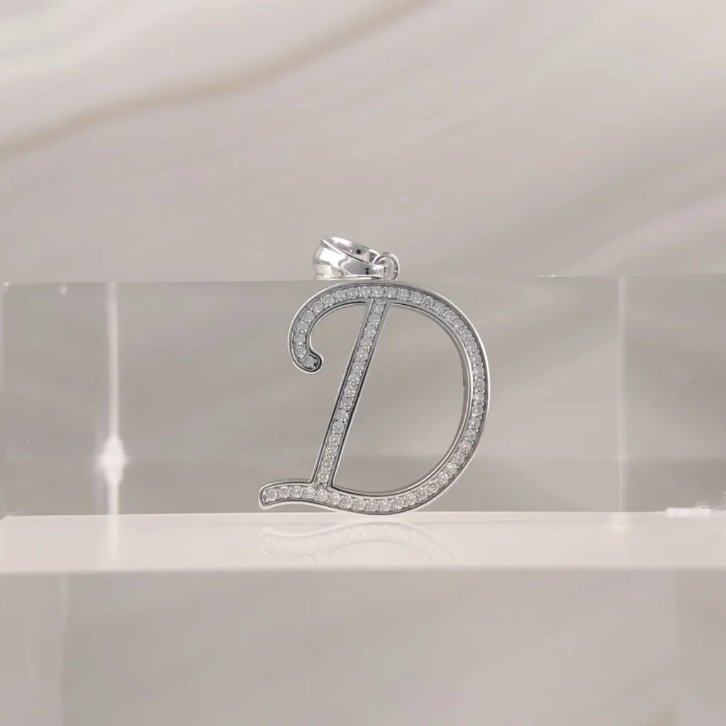 Silver Pendant Letter D 005