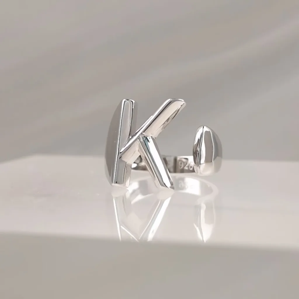 Silver Ring Letter K 088