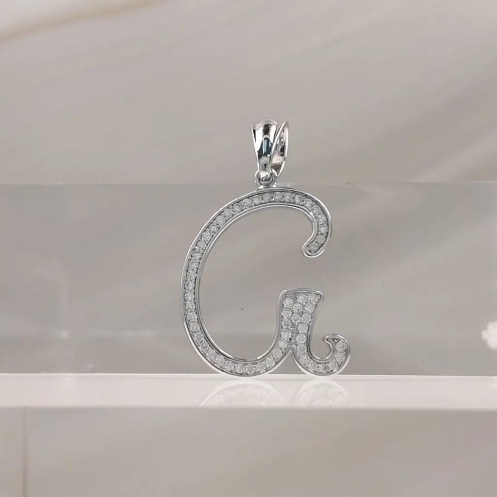 Silver Pendant Letter G 008