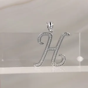 Silver Pendant Letter H 009