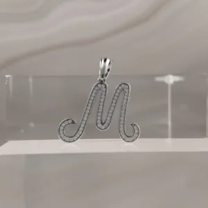 Silver Pendant Letter M 014