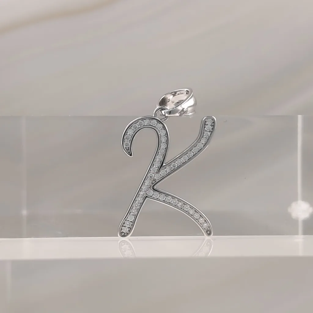Silver Pendant Letter K 012