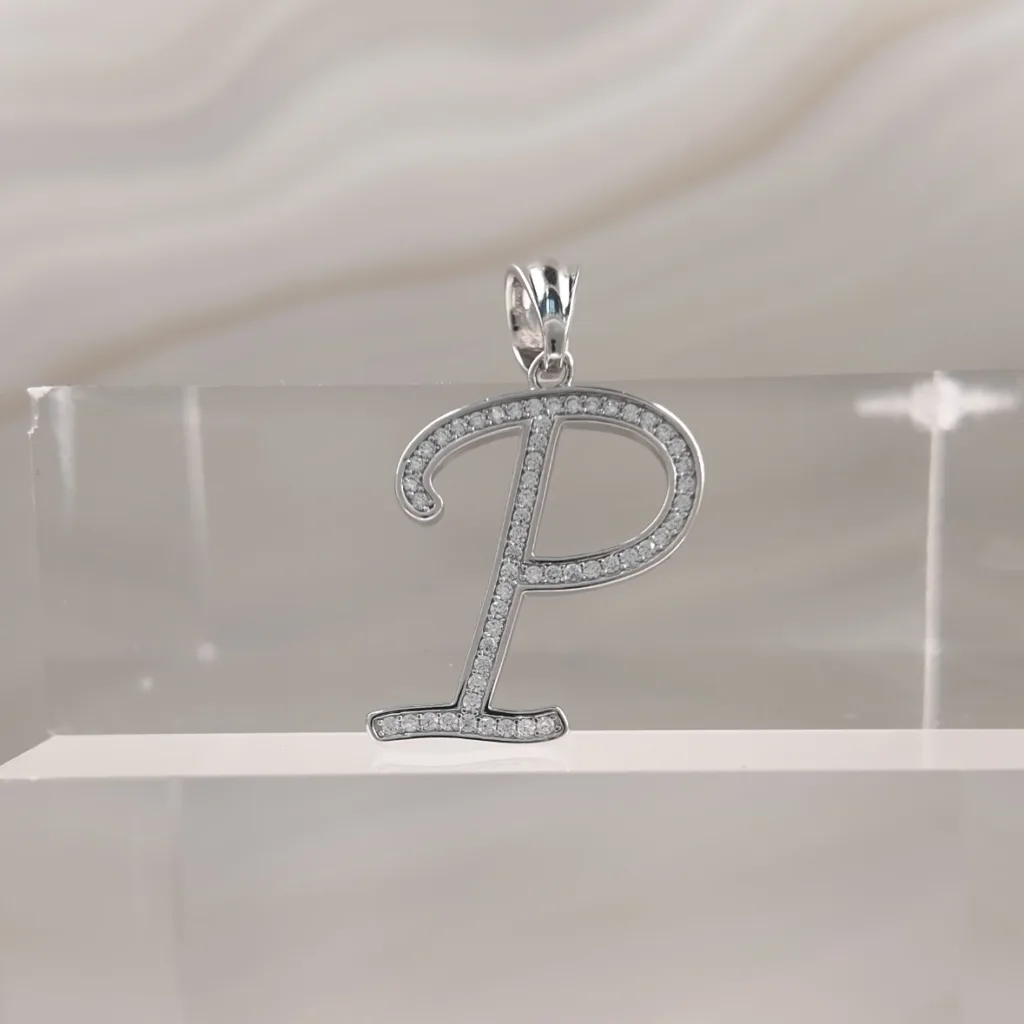 Silver Pendant Letter P 015