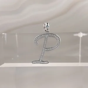 Silver Pendant Letter P 015