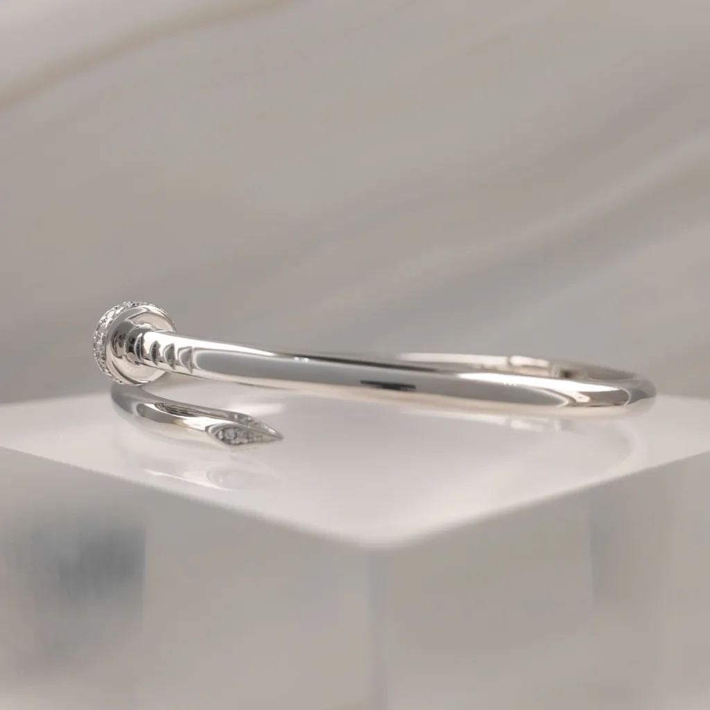 Silver Nail Bangle w/cz 001
