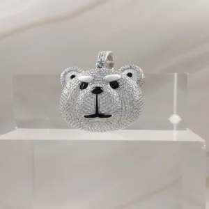 Silver Pendant Bear Face 019