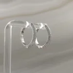Silver Stones Hoops Earrings 052