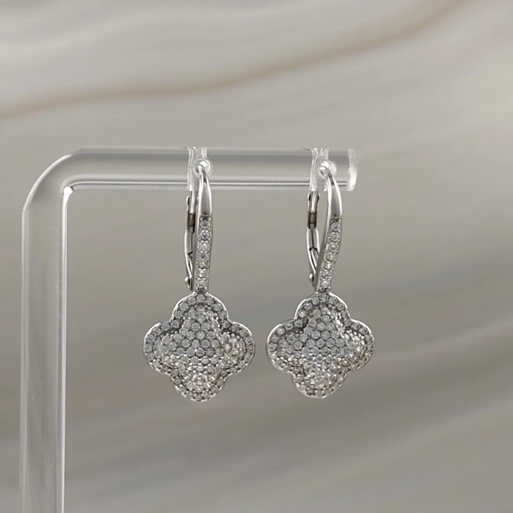 Silver Hanging Heart w/cz Earrings 063