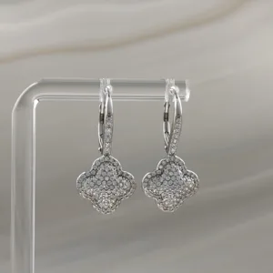 Silver Hanging Heart w/cz Earrings 063