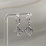 Silver Hanging Heart w/cz Earrings 063