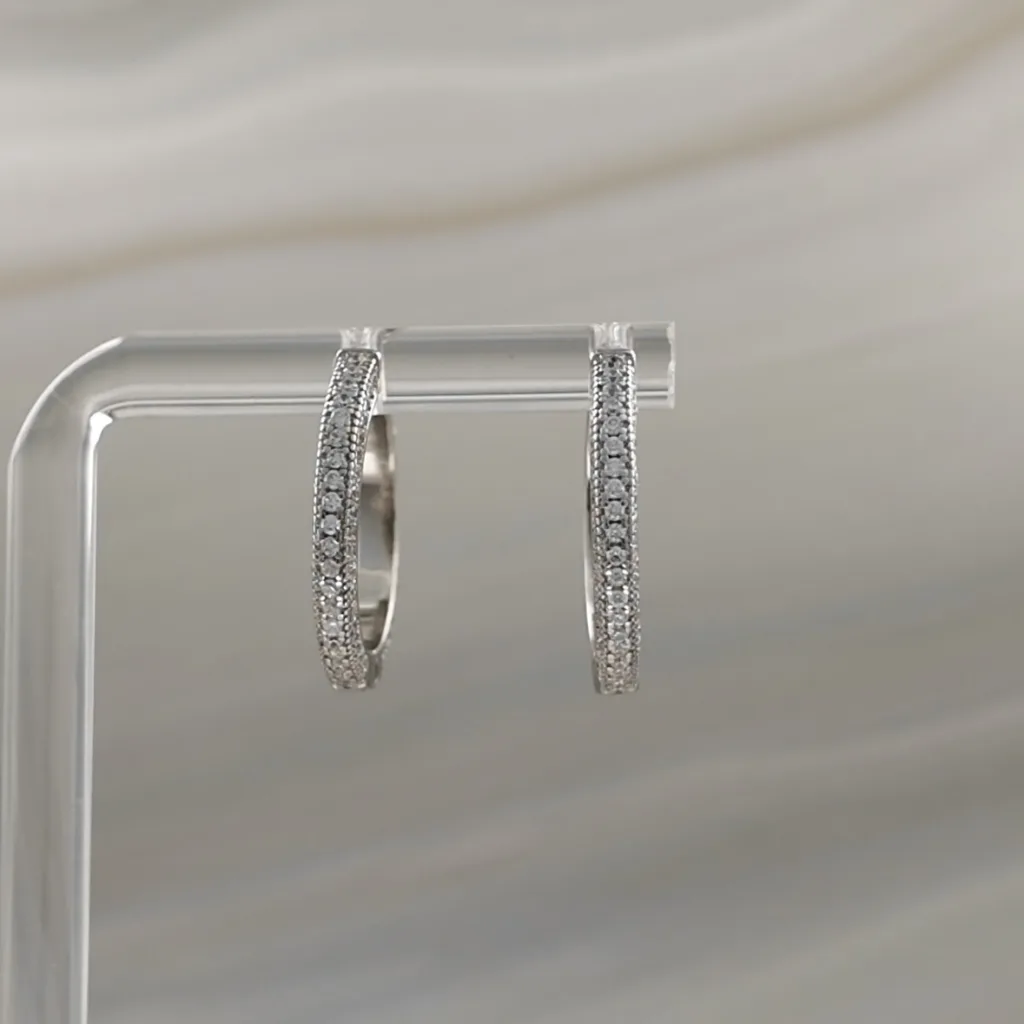 Silver Stones Hoops Earrings 052