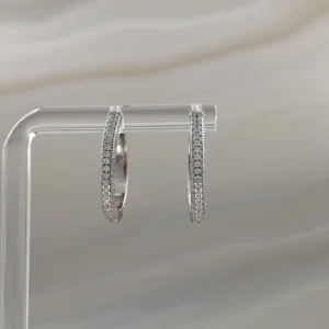 Silver Stones Hoops Earrings 052