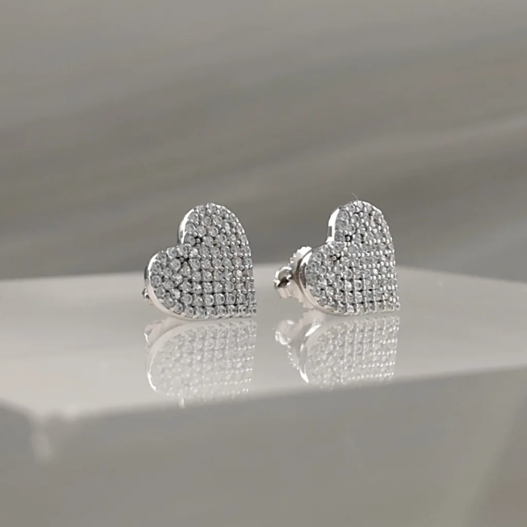 Silver Heart w/cz 059