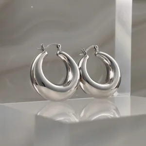 Silver Chunky Hoops Earrings 045