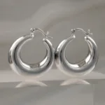Silver Chunky Hoops Earrings 045