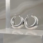 Silver Chunky Hoops Earrings 045