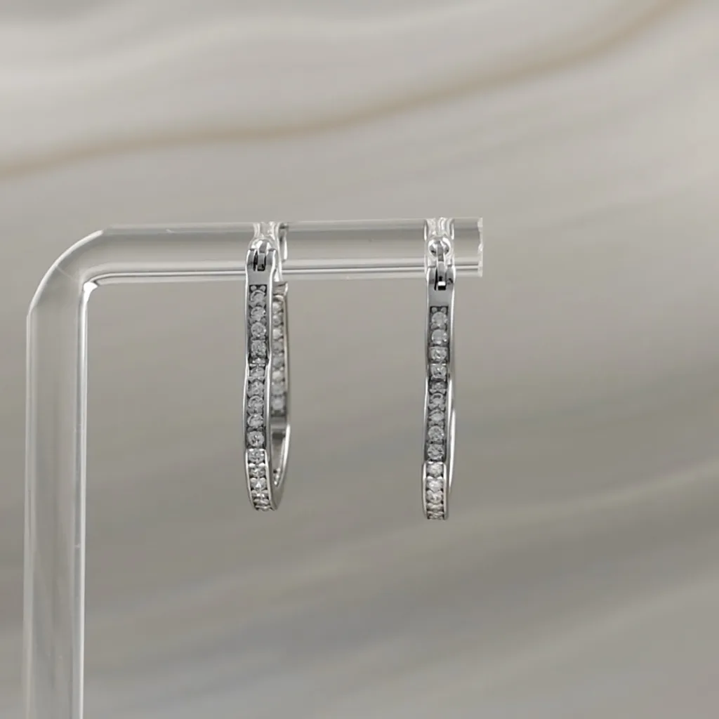 Silver heart hoops w/cz Earrings 064