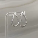 Silver heart hoops w/cz Earrings 064