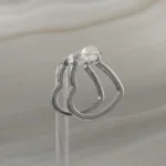 Silver heart hoops w/cz Earrings 064