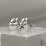 Silver big Swollen Heart 050