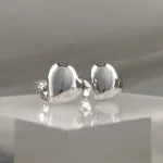 Silver big Swollen Heart 050