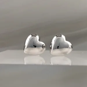 Silver big Swollen Heart 050