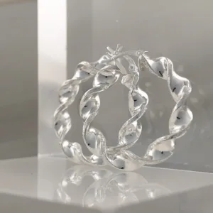 Silver Rope Hoops Earrings 053