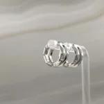 Silver Double hexagonal Earrings 062