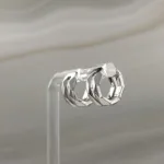 Silver Double hexagonal Earrings 062