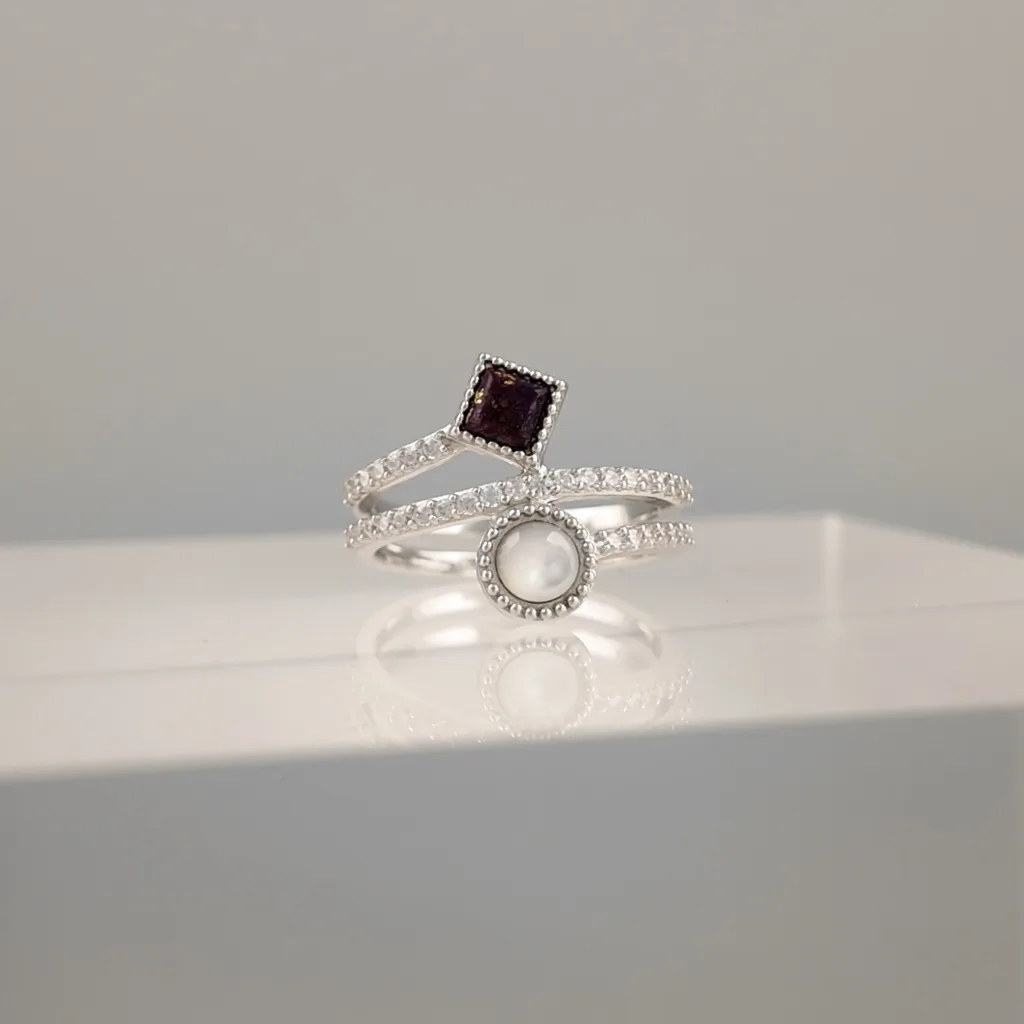 Silver Geometric Ring 120