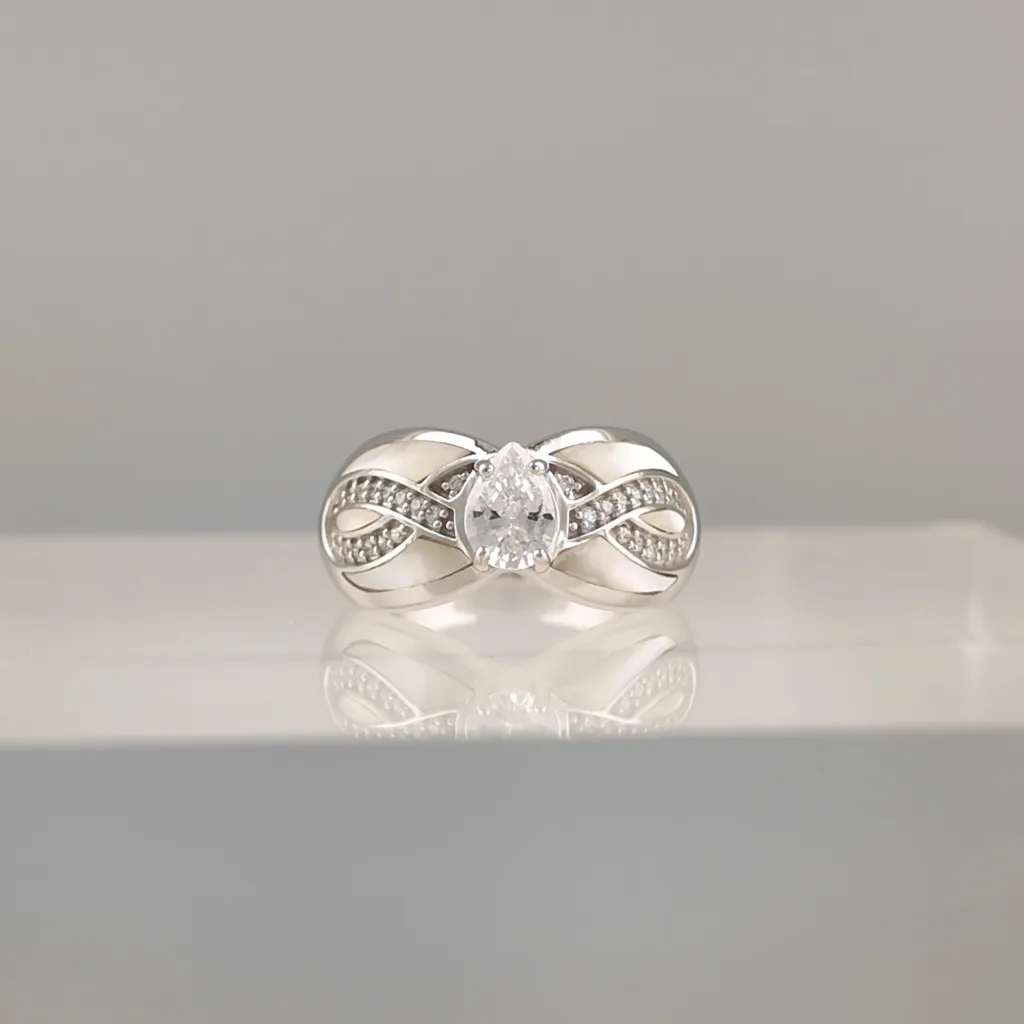 Silver White Infinity Ring 147