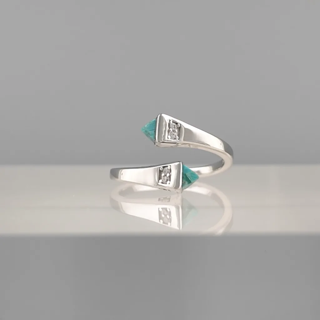 Silver 2 Turquoise stones Ring