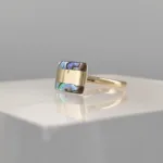 Silver rectangle Black Ring 133