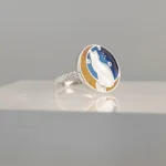 Silver Cat in Moon Ring 123