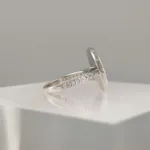 Silver Cat in Moon Ring 123