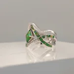 Silver Green rhomboid Stone Doble Ring 137