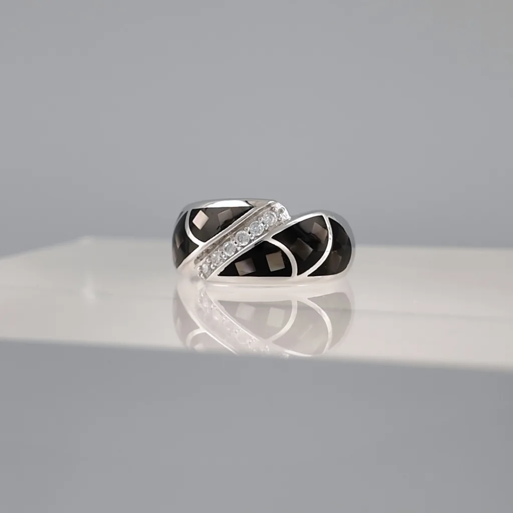 Silver center cz line Ring  155