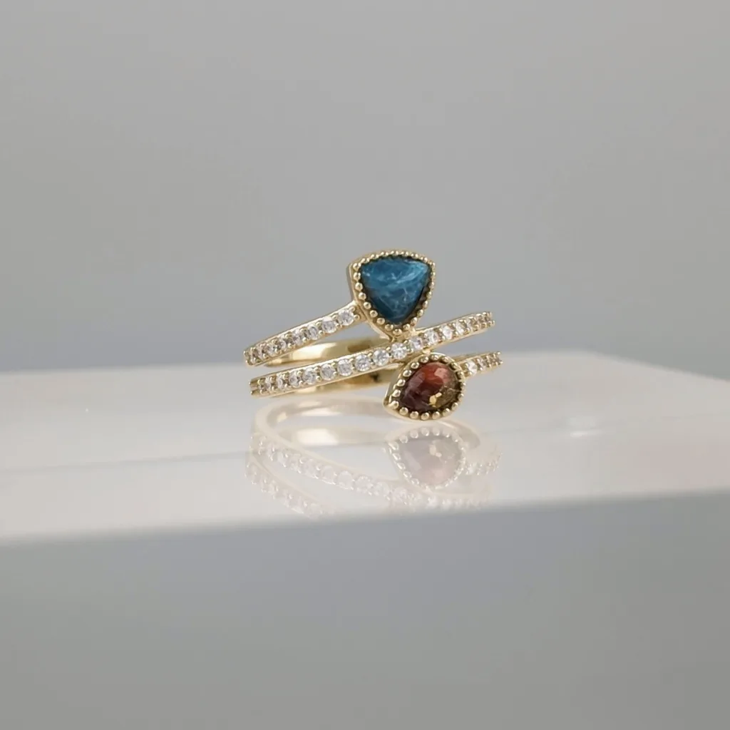 Yellow Silver Geometric Ring 119