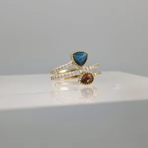 Yellow Silver Geometric Ring 119